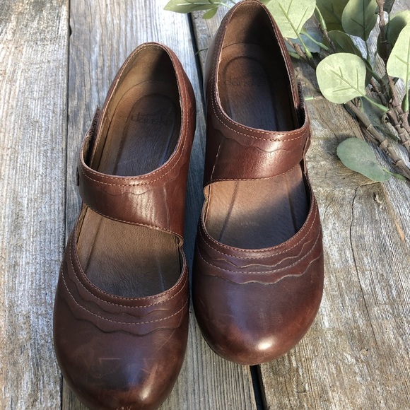 Mary Jane Danako Brown Leather Flower 40 - Picture 3 of 5